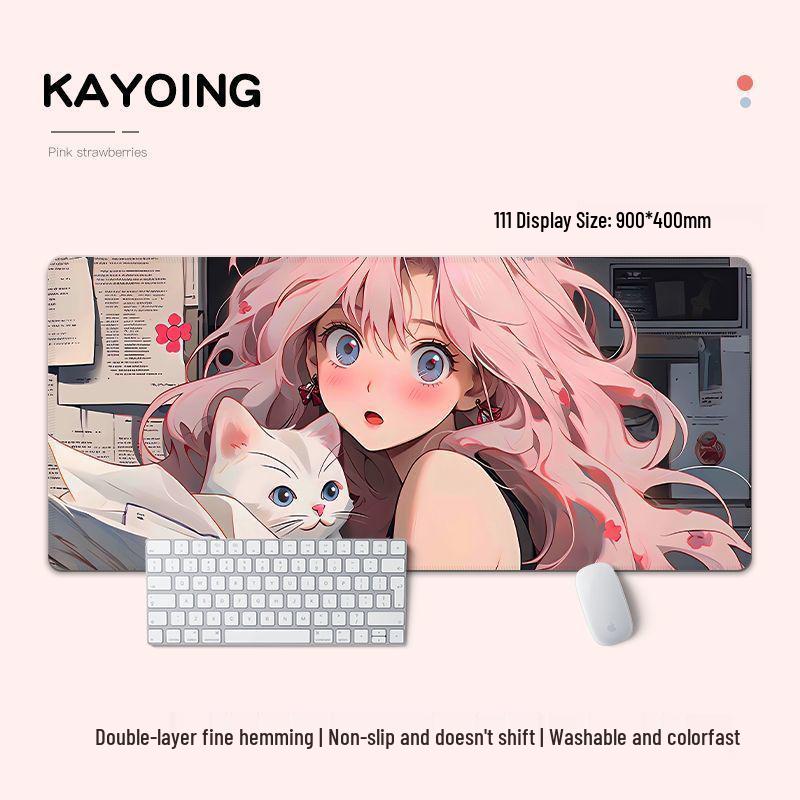 Large Aesthetic E-sports Mouse Pad with Beautiful Design, Non-Slip and Thickened, for Boys and Girls