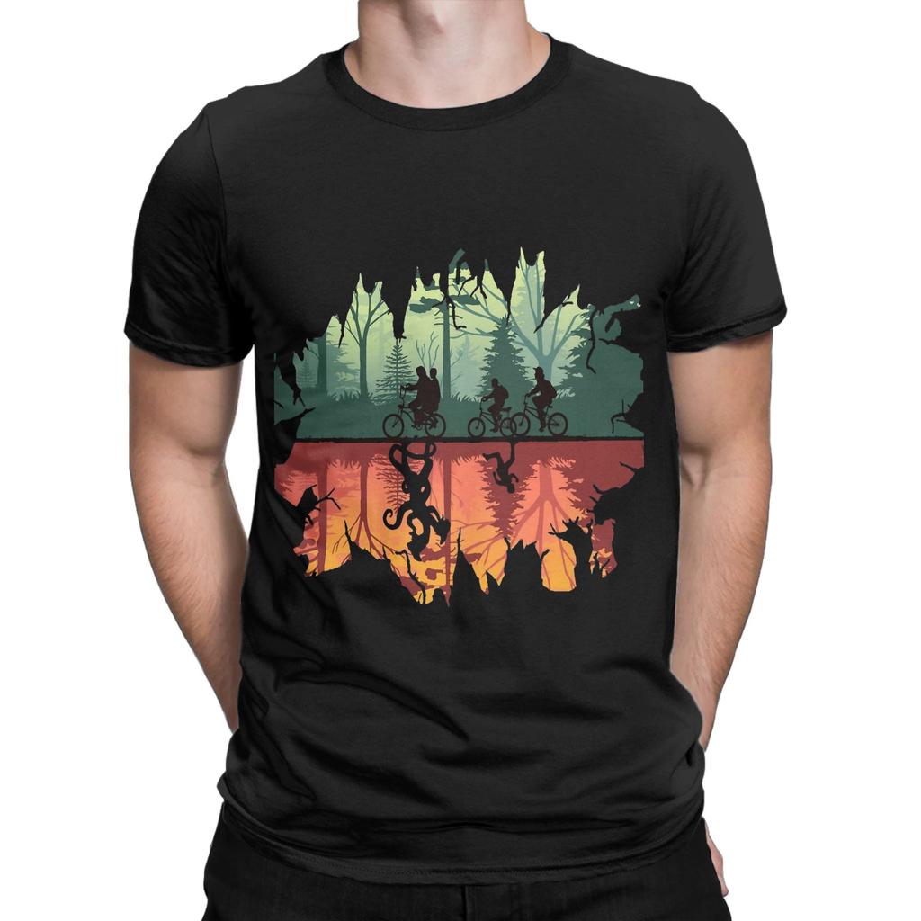 Stranger The Upside Down Pure Cotton T-Shirt For Mens Beach  Y2K Casual T-Shirts Comfortable Popular Tee Wholesale Tops