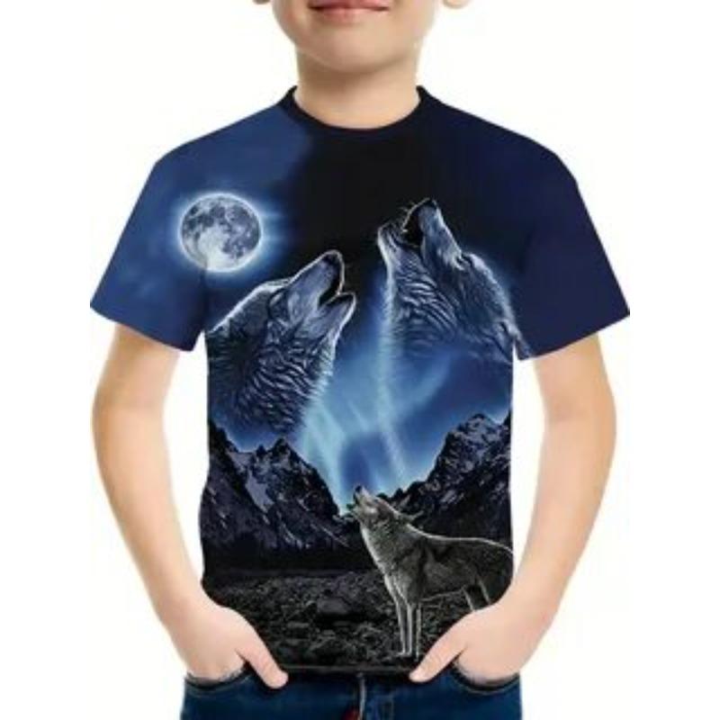 

Summer Children s Cute Animal Print Boy Round Neck T-shirt Soft Comfortable Short Sleeved T-shirt 170 темно-синього кольору