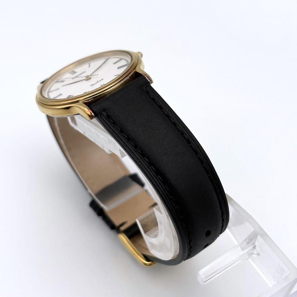 [USED] SEIKO DOLCE Quartz White x Gold Roman Wristwatch Strap