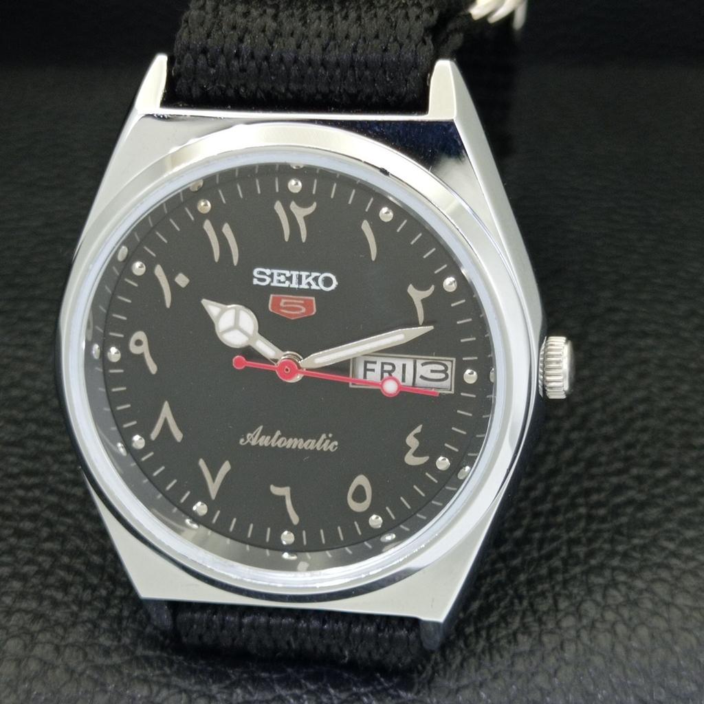 REFURBISHED SEIKO 5 AUTOMATIC 6309A VINTAGE JAPAN MENS BLACK WATCH A441405-5 Sk-a441405
