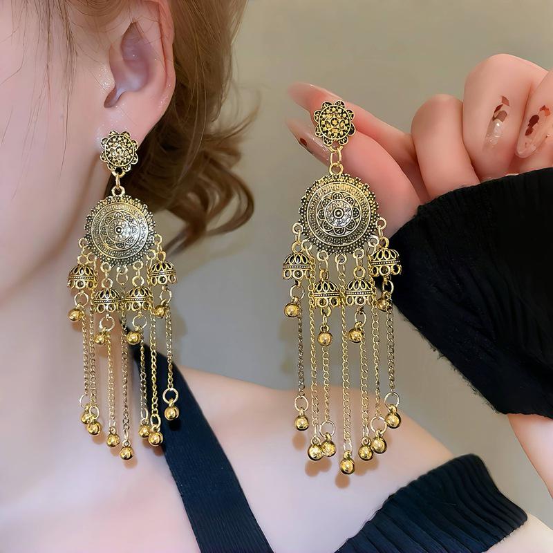 Elegant Tassel Long Earrings: European & American Fashion, High-End Prom & Evening Goddess Style.