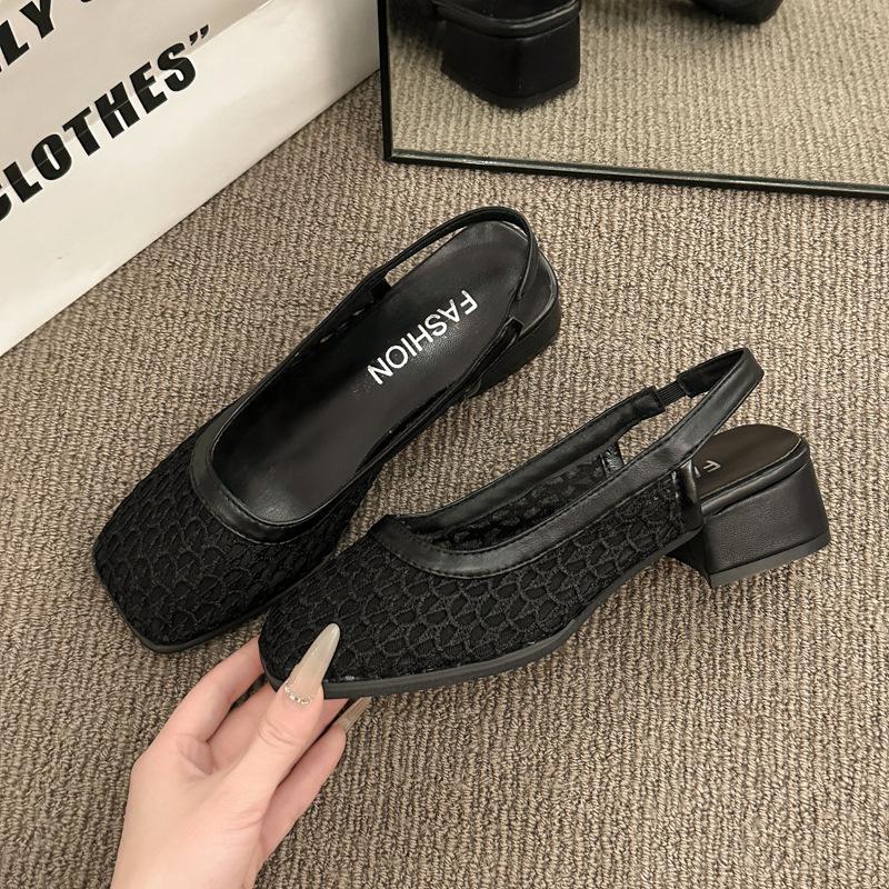 Coarse heel bag head sandals temperament niche single shoes women's 2025 new retro with skirt Mary Jane high heels
