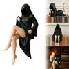 3d Mysterieus Standbeeld Gotisch Zwart Gewaad Koningin Figuur Boekenplank Sculptuur Spookachtige Zittende Standbeelden Bureau Ornamenten Cadeaus