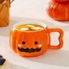 European Ceramic Pumpkin Funny Water Cup with Lid Creative Coffee Cup Home Breakfast Milk Mug Cartoon Ceramic Mug Halloween Gift