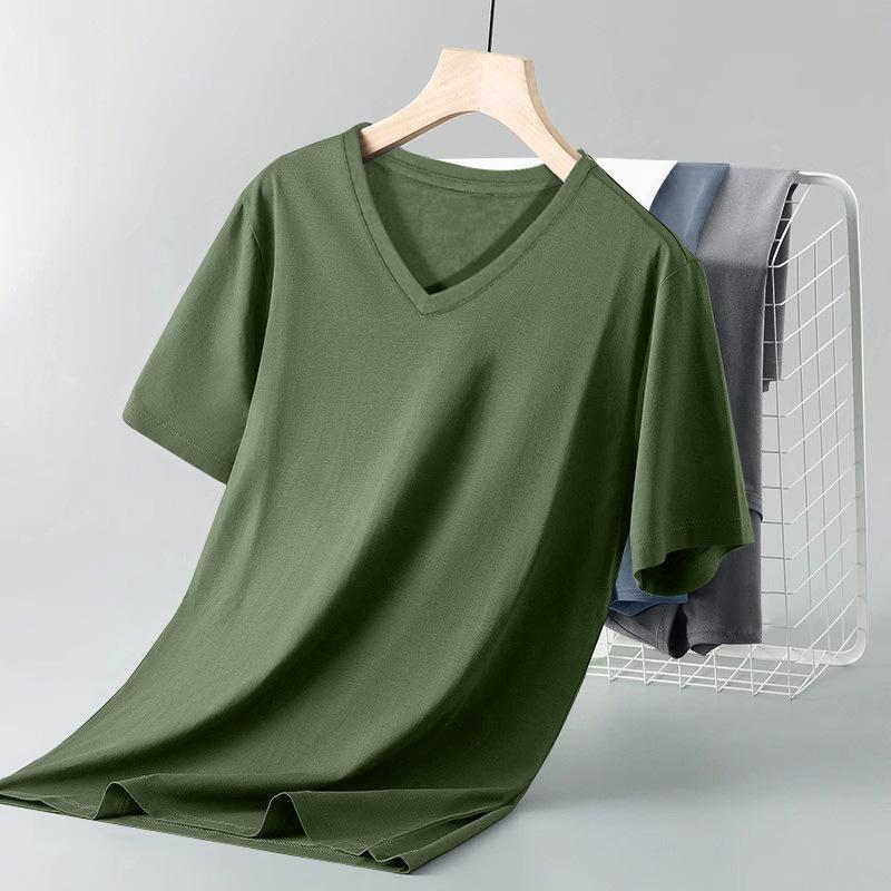 Men's V-neck Short-sleeve T-shirt Soft Breathable Casual Basic Top