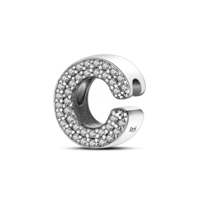 Classics Copper Shiny Zircon English Alphabet Beads Pendant Piece Charms Ideal For Original Fashion Bracelet Jewelry Piece Women Gift