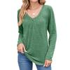 New Autumn and Winter Pleated V-neck Loose Long-sleeved T-shirt Top for Women