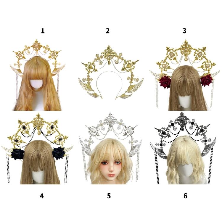 Heiligenscheine Kronen Marien Göttinnen Stirnband Göttinnen Kopfschmuck Kopfschmuck Tiaras Kronen Halloween Cosplay Hochzeitskostüm