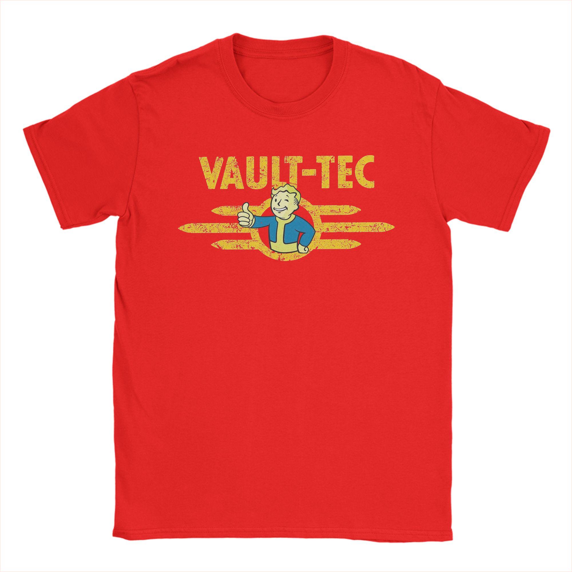 

VaultsTec Distressed T Shirt Mens Pure Cotton Casual TShirt Round Neck Tee Shirt Short Sleeve Clothes Summer M
