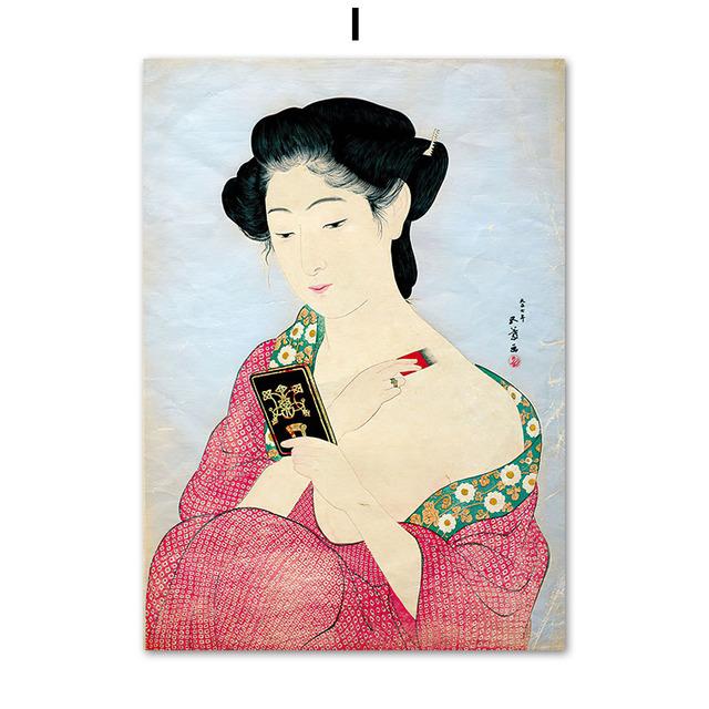 Nordic Japan Ukiyo Sumo Geisha Fuji Edo Period Wall Art, Canvas Painting, Posters and Prints, Pictures for Living Room Decor