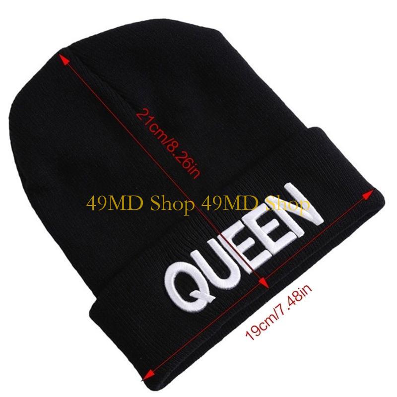 49MD Ski Beanie Hat King Queen Hat Couple Hat Skullies Beanie Bonnet Skull Hat