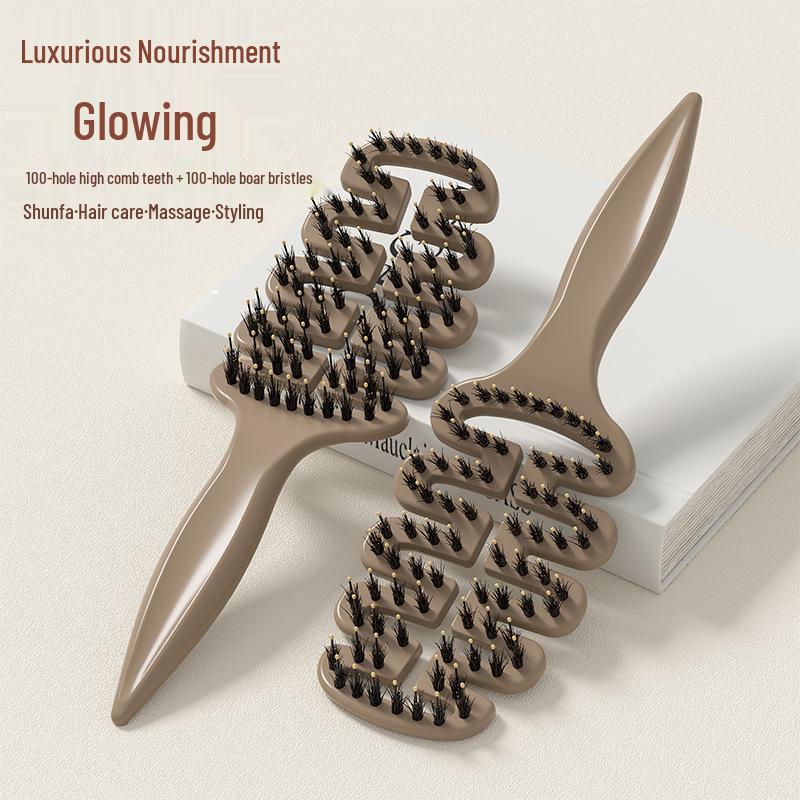 Pine Cone Pig Bristle Hair Comb - Anti-static, Fluffy Massage Head