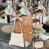 Trendy Soft Tote Bag With Bow For Women 2024 Everyday Use Pink Green Beige