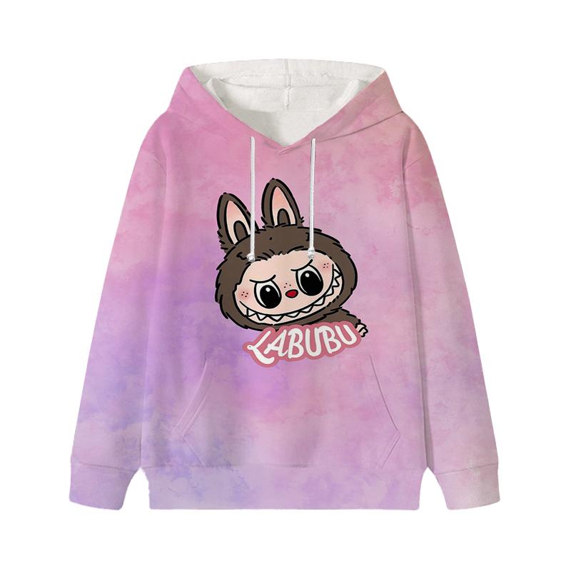 Felpe con cappuccio a manica lunga stampate Labubu per bambini, felpe anime per ragazzi e ragazze, vestiti casual autunnali, giacca leggera, giacche cartoon per bambini, regali 130 beige