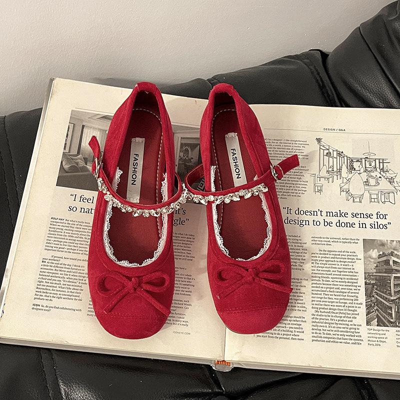 Korean Version of the Design Sense Bow Flat Bottom Shallow Mouth Mary Jane Shoes Women's 2025 Summer New Versatile Exquisite Small Leather Shoes