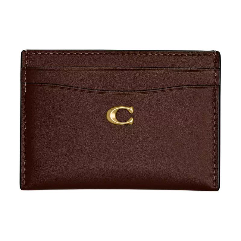 COACH Essential 11 Brand Logo Exquisite Calf Leather Card Holder Regular Women’s Maple Color коричневый