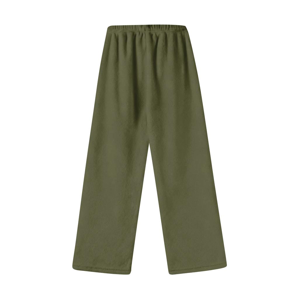 Women's Fleece Wide Leg  Elastic Waist Drawstring Loose Pants Drawstring Pajama Pants Sleepwear Trousers