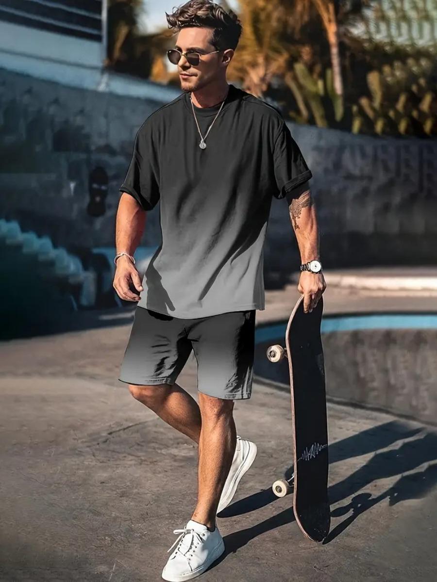 

Новый мужской повседневный модный костюм с 3D-принтом, мужской спортивный костюм, спортивный костюм, футболка с короткими рукавами + шорты, комплект из двух предметов 6XL