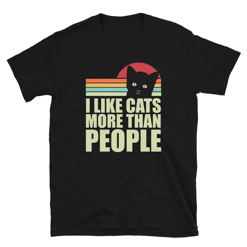 I like Cats More Than People Cute Animal Pet Lover T-shirt 4XL