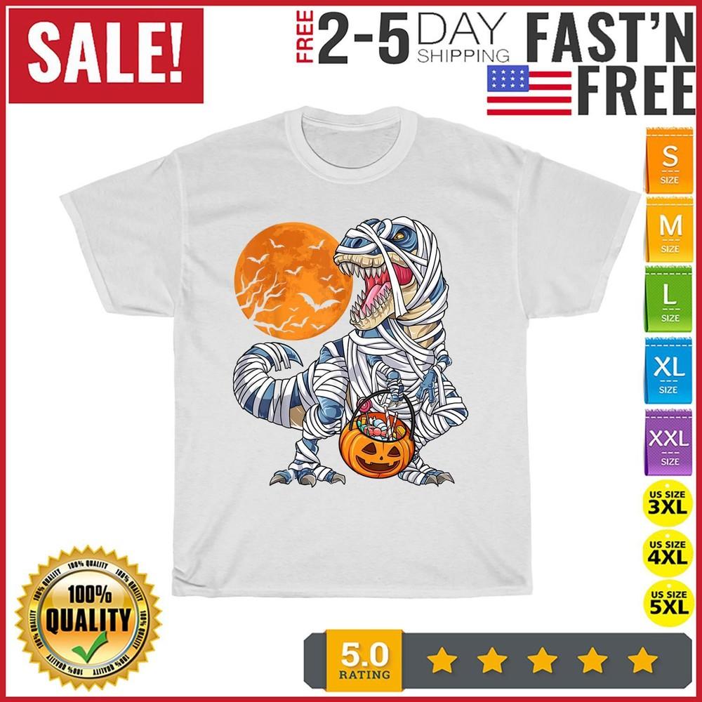 Halloween T Rex Mummy Pumpkin Vintage T Shirt Men Fashion 2023 Women T Shirt NEW