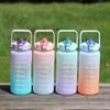 2L Water Bottle with Straw Time Marker Plastic Water Cup Large Capacity Outdoor Sports Bottles