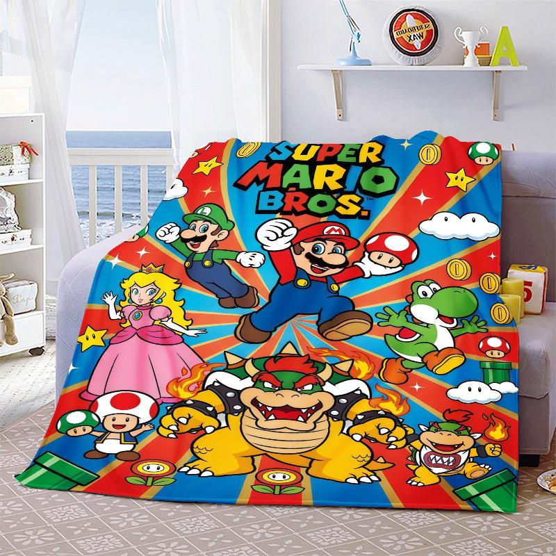 Coperta Morbida Calda in Flanella Peluche Super Mario Coperta Leggera da Divano Letto Uso Domestico -QJY