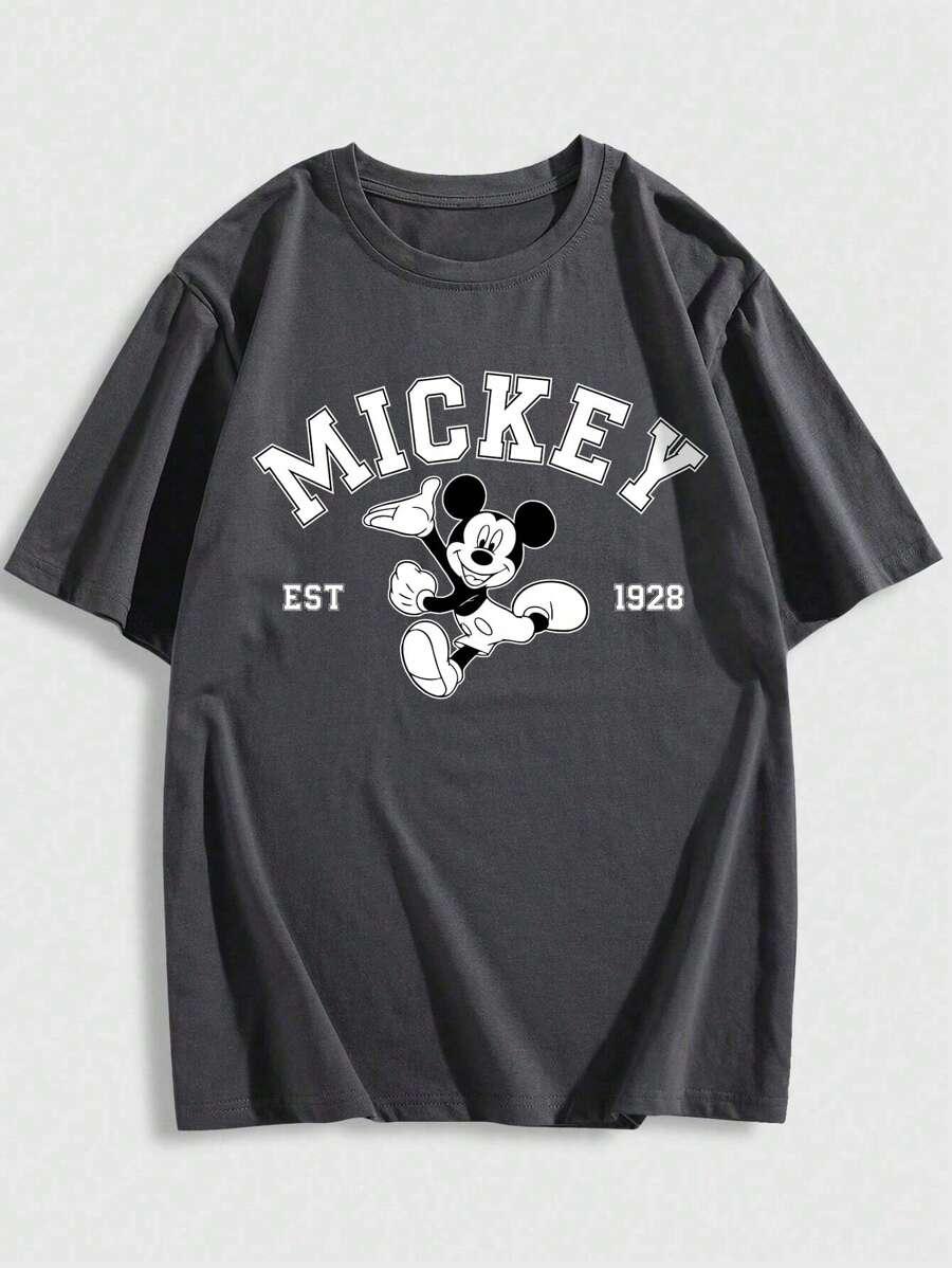 

Disney Mickey Est 1928 Cartoon Print Short Sleeve Mens TShirt Mens Casual Summer Cotton Mens Clothing New in Tops Tracksuit 4XL
