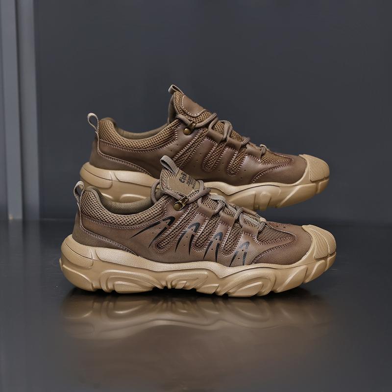 Fashion Golden Sapling Size 38-44 Men's Genuine Leather Shoes Outdoor Leisure Breathable Daily Loafers Non-slip Climbing Hiking Sneakers