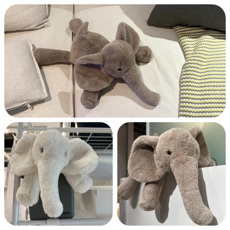 Ins Soft And Realistic Grey And White Elephant Plush Toy For Babies And Kids