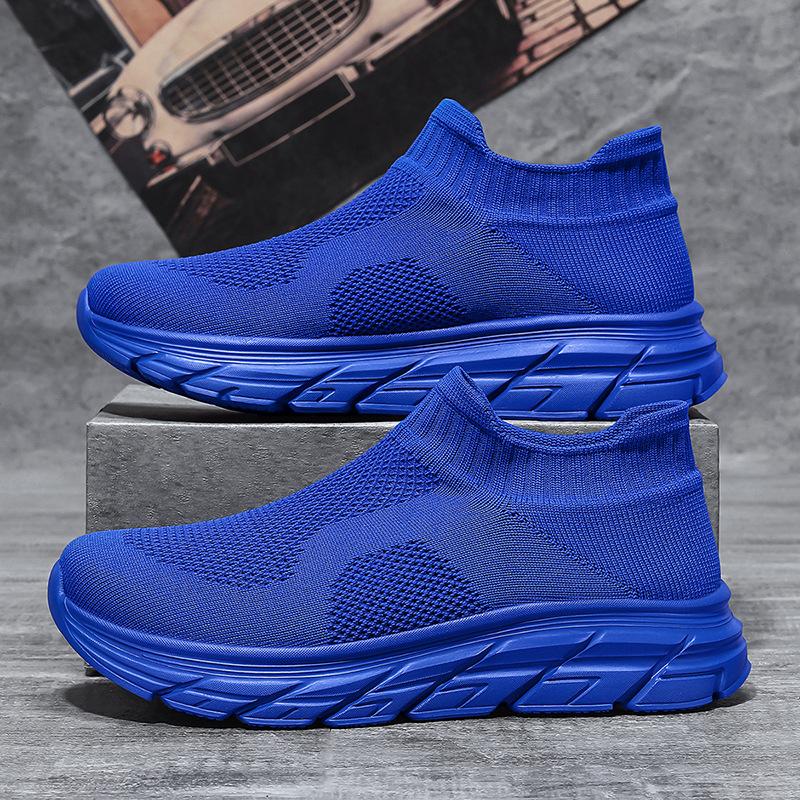 2025 new men's shoes spring and summer fly-woven socks breathable and lightweight one-pedal mesh shoes men's casual shoes