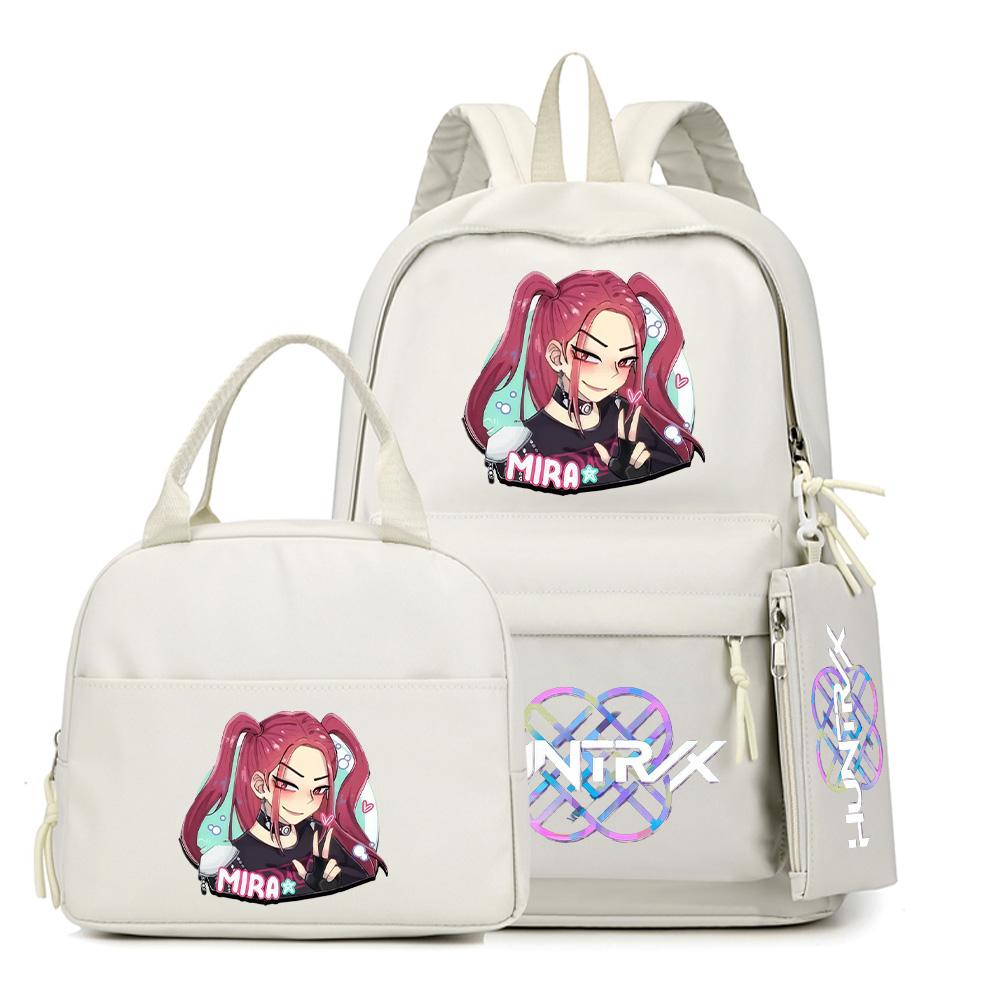 4Pcs/set Cartoon K-Pop Printed Backpack with Handbag Pencil Case for Teenager Student Boy Girl Schoolbag Bookbag Large Capacity Travel Bag Kid Gift