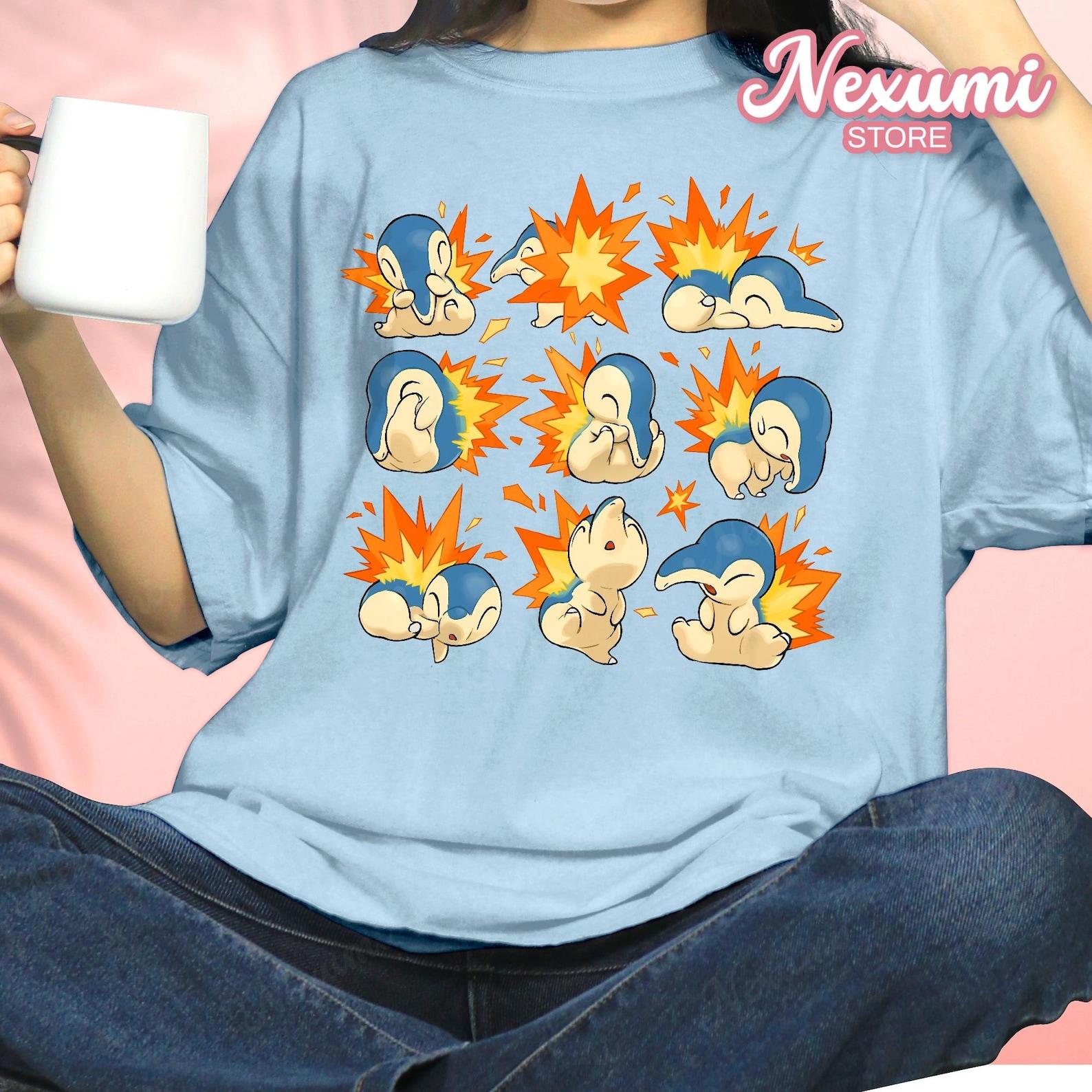 Cyndaquil Pose T-Shirt, Comfort Kawaii Gamer Gift, Funny Video Game, Anime Unisex Fan Art Shirt 3XL