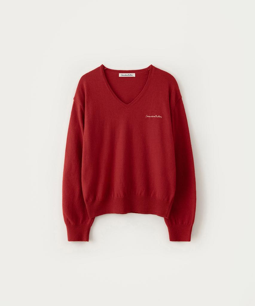 Sseomweeobeoteo Roe V-Neck Knit - Red