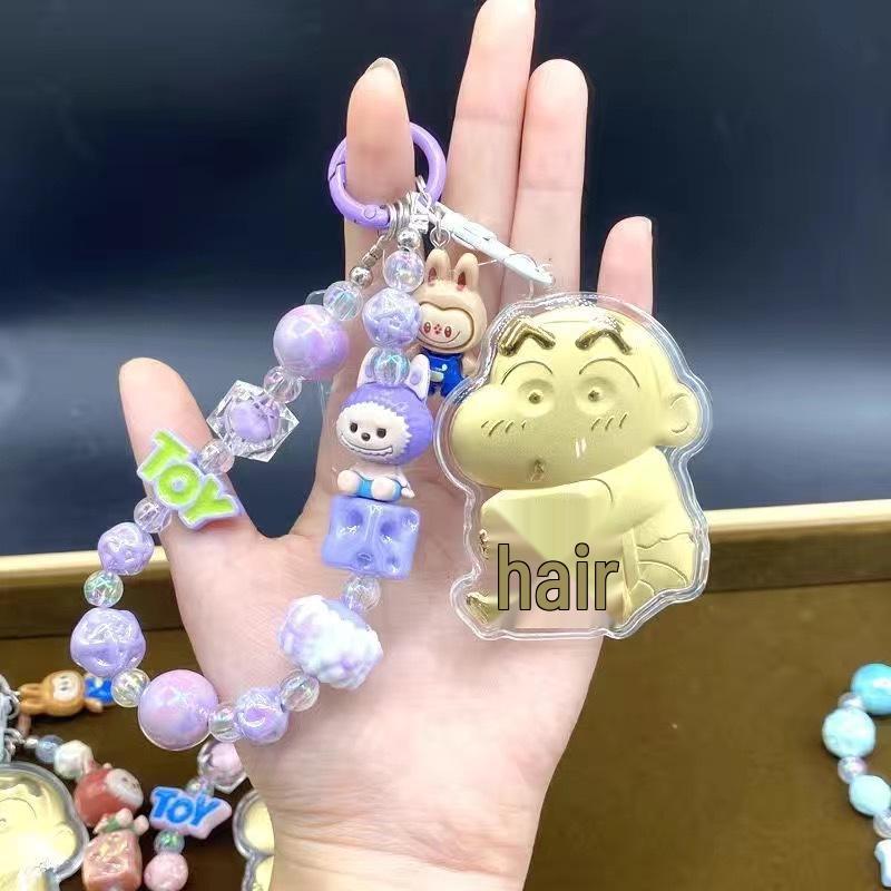 999 Pure Gold Crayon Shin-chan Cartoon Charm Pendant: Keyring & Phone Chain Accessory
