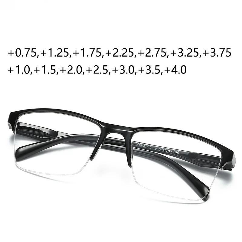 Ultralight Square Half Frame Reading Glasses Presbyopic Men Women +0.25 To 3.25 Lightweight Comfortable