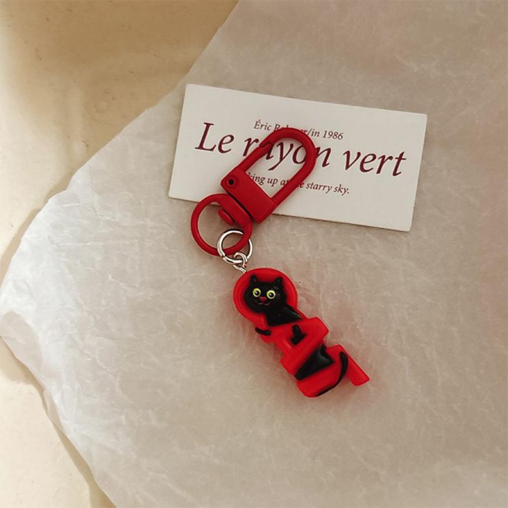 Cute Christmas Resin Keychain Bag Pendant Cartoon Apple Cat Backpack Charms Keyring Bag Accessories Holiday Party Key Chain Gift
