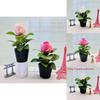 Rosa Rugosa Miniature Fake Flower With Silk And Plastic Material For Balcony And Tabletop Decor