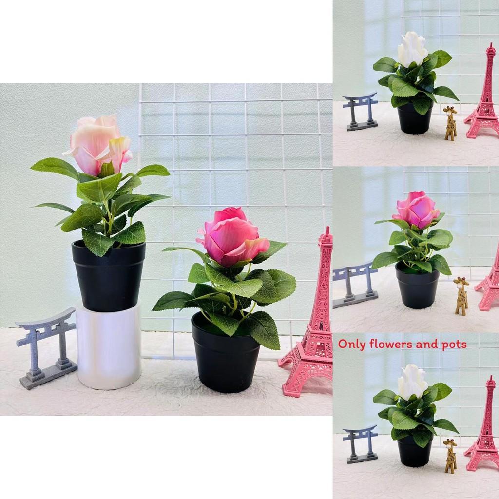 Rosa Rugosa Miniature Fake Flower With Silk And Plastic Material For Balcony And Tabletop Decor