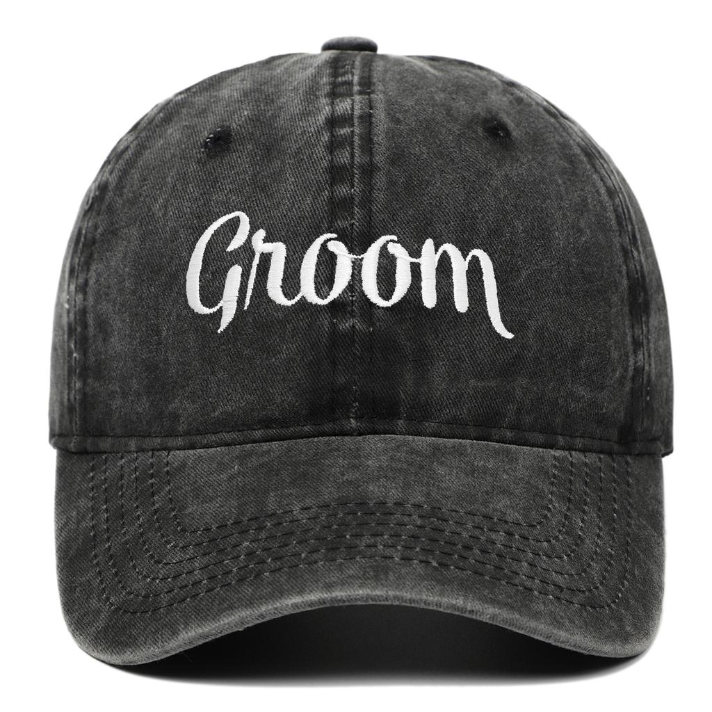 Retro Washed Cotton Bride Groom Baseball Cap Outdoor Sunshade Solid Color Logo Vintage Soft Top Duck Tongue Cap