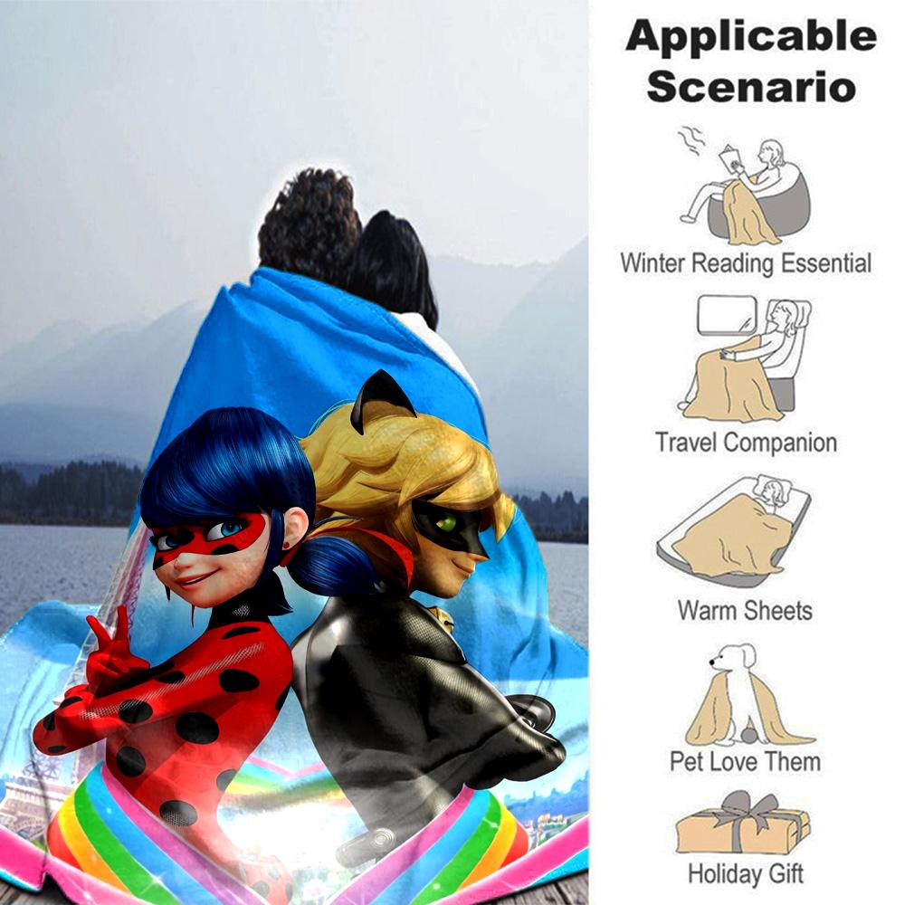 Miraculous Adventures Flannel Blanket Super Soft Warm Cozy Blanket For Sofa Bed Office Travel Allseason Home Decor Gift