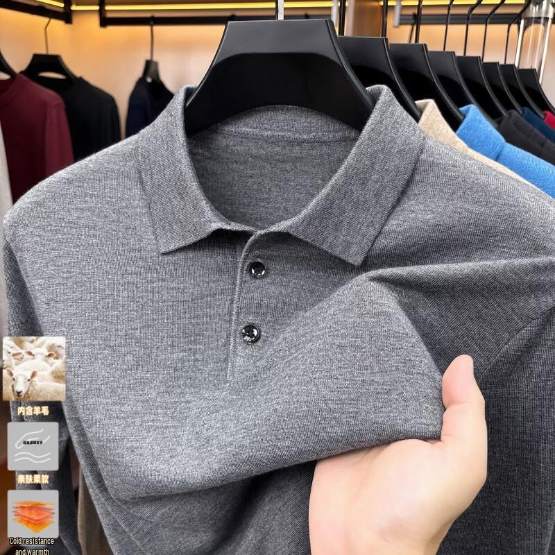 Men's Thin Wool Blend Pullover Polo Shirt