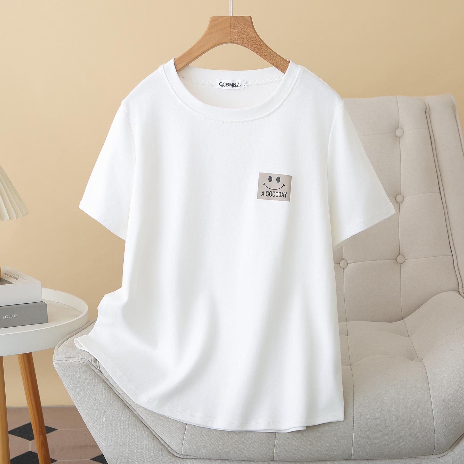 2026 Summer Plus Size Women s Casual Cotton Printed T-Shirt 4XL белый