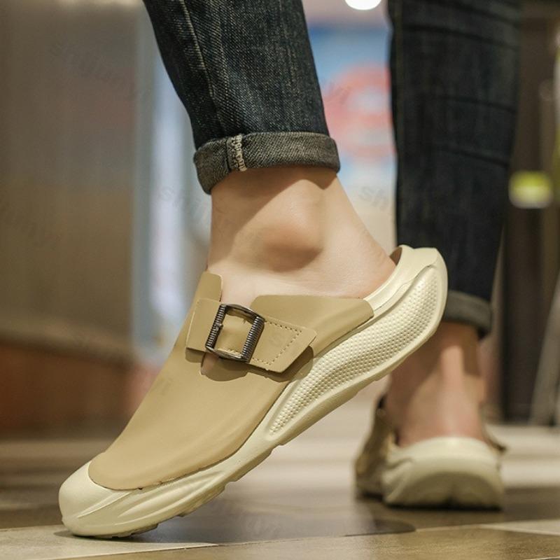 Fashion Fashion Trend Casual Half Slippers for Men's 2025 Spring New Thick Soled Retro Comfortable Slip on Draggers Beach Chunky Sandals