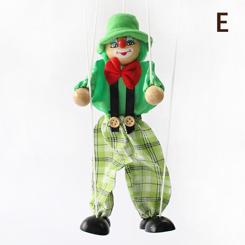 Funny Colorful Pull String Puppet Clown Wooden Marionette Handcraft Toys Joint Activity Doll Kids Children Gifts