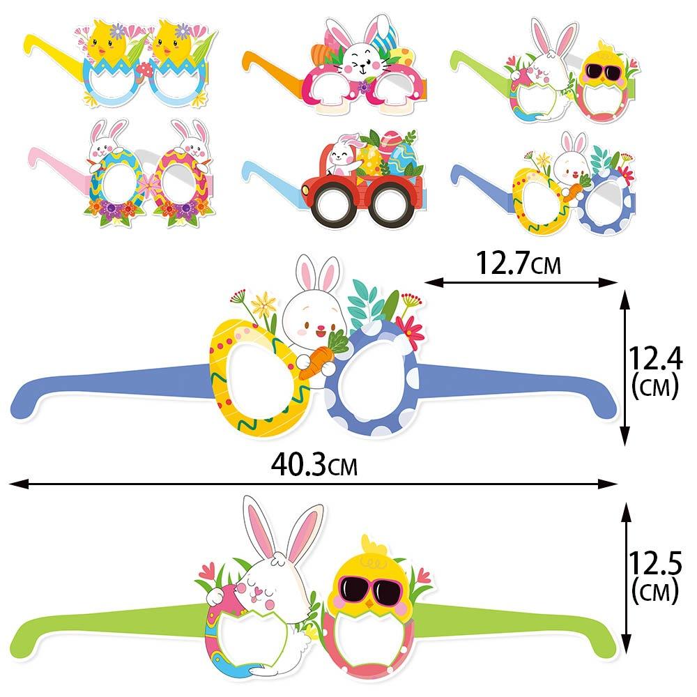 

6PCS/Set Paper Easter Decoration Glasses Bunny Easter Egg Pattern Handmade Glasses Easter Party Photo Props for Children Adults