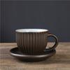 Striped Coffee Cup And Saucer Set, Retro Kiln Change Coffee Cup Creative Ceramic Cup Light Luxury Afternoon Tea Coarse Pottery Cup