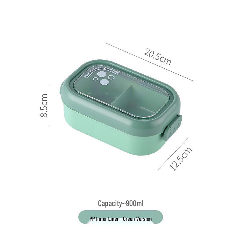 Microwavable Japanese-Style Wheat Straw Lunch Box Set with Compartments for Students and Office Workers