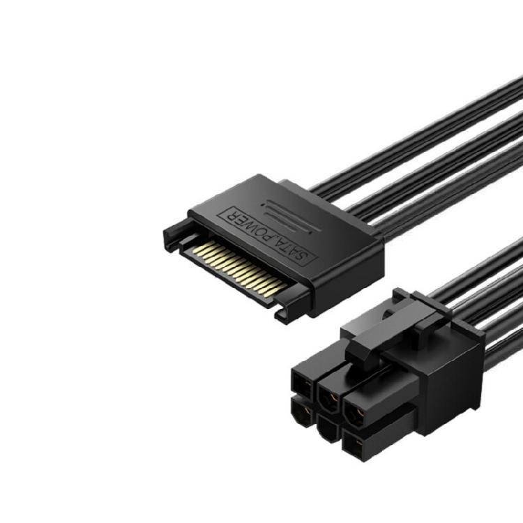 Кабель питания Sata15Pin на 6 Pin для видеокарты Кабель-адаптер питания ПВХ покрытие Безопасные и стабильные характеристики