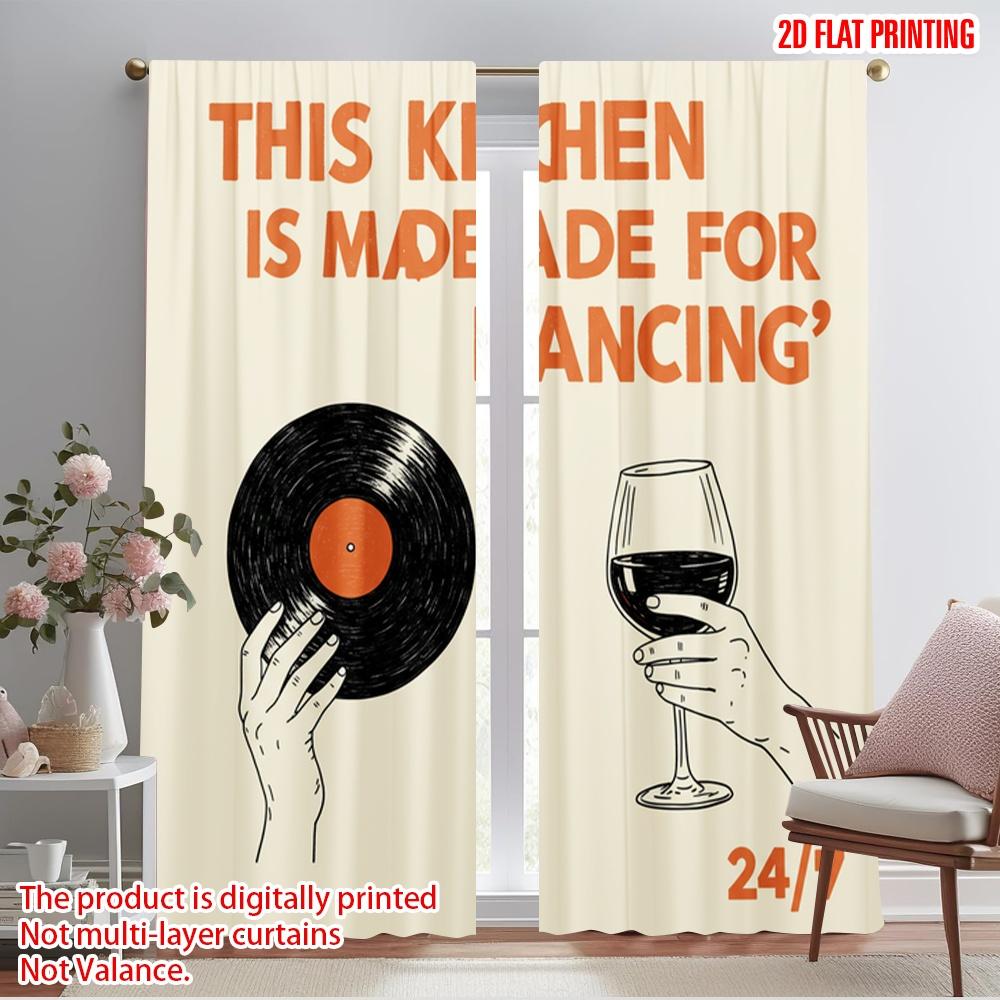 

2pcs 2D flat printing Curtains Dance Vinyl Wine 24 7 Polyester Without Electricity All Season Party & Holiday Decor for Festive 52.50×116.00 CM 2pcs